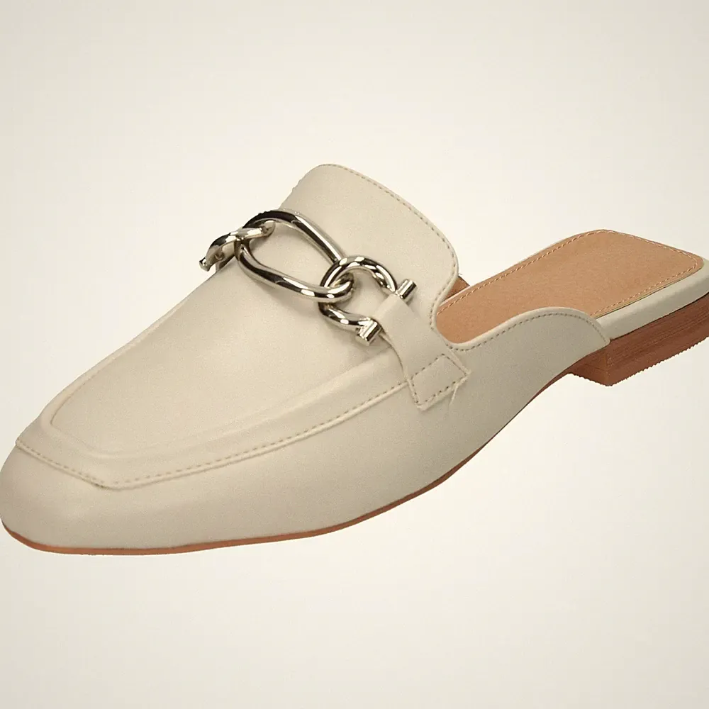 Slipper Pantoletten Sandalen flache Schuhe geschlossene Zehe Loafer bequeme Haus Slipper cremeweiß