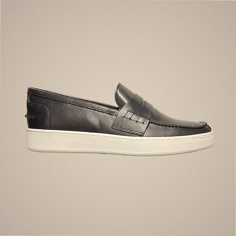 Sneaker Halbschuhe College Bendina Leder dunkelblau Schuhe Made in Italy Loafers