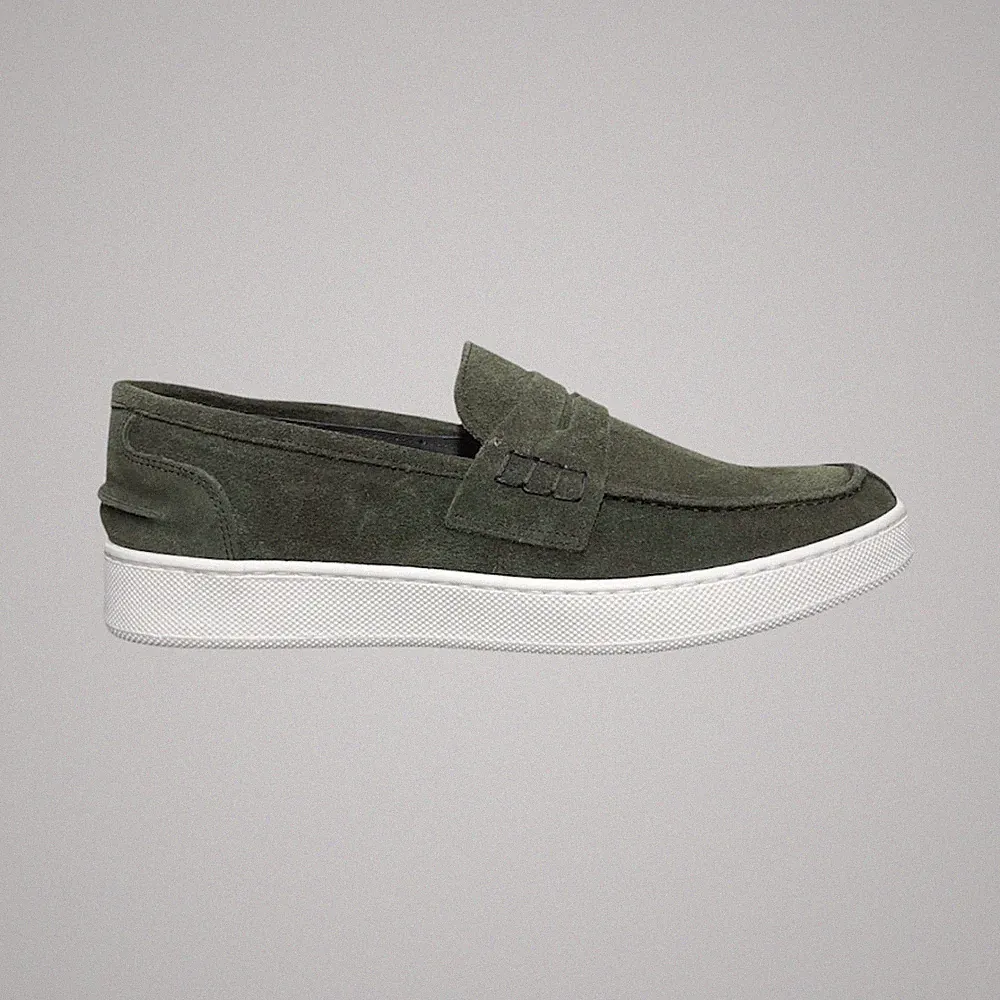 Sneaker Halbschuhe College Bendina Wildleder grün Schuhe Made in Italy 44