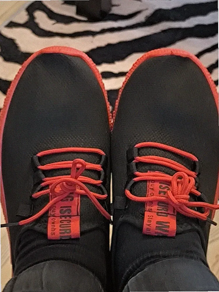 Sneaker Herren Loafer 43 Schwarz mit Roter Sohle