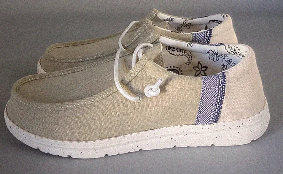 Sneaker Herrenschuhe Känguru Stoff beige und Jeans