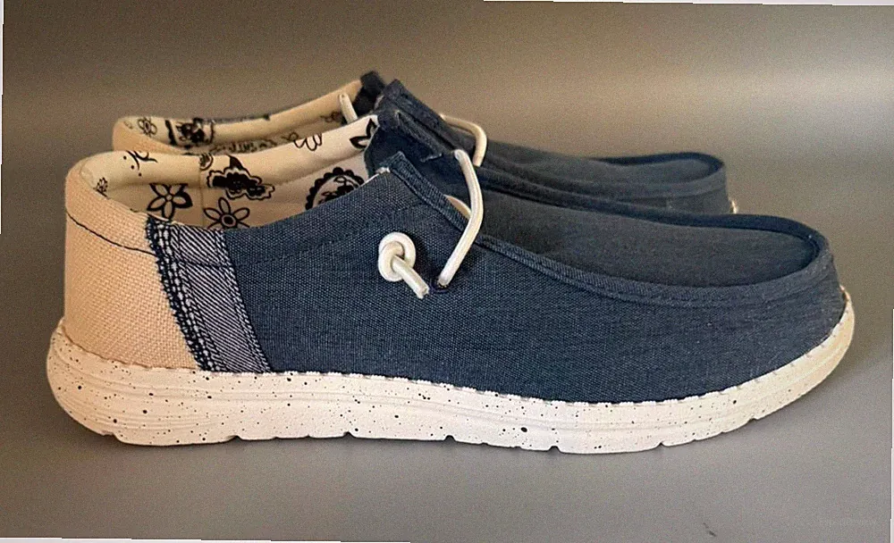 Sneaker Herrenschuhe Känguru Stoff Jeansblau
