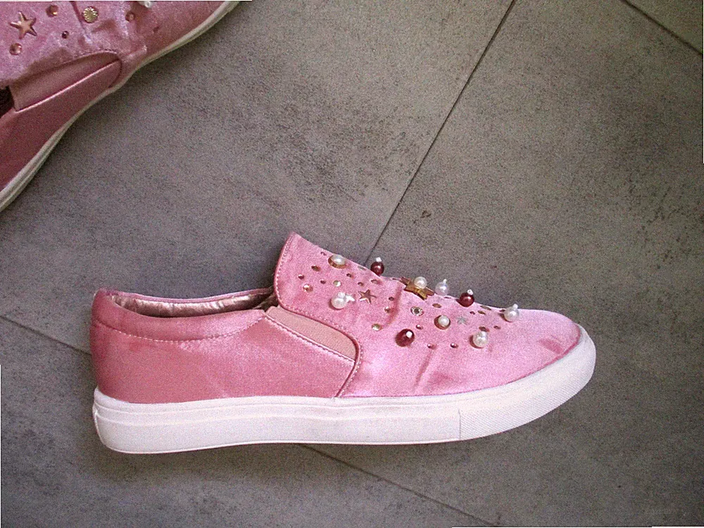 Sneaker mit Perlen Loafer Gr. 39 rosa Mokassin Slipper Ballerina