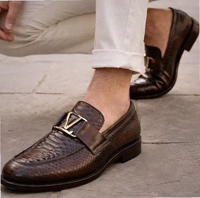Solento handgefertigte braune Herren-Ledermokassins elegante Schuhe, Halbschuh, Männer Hochzeit UK