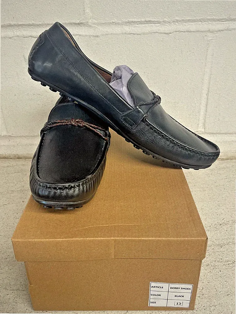 Sommer-Loafer schwarz Leder Derby Schuhe UK Herren Größe 10 tägliche Kleidung Freizeitkleidung