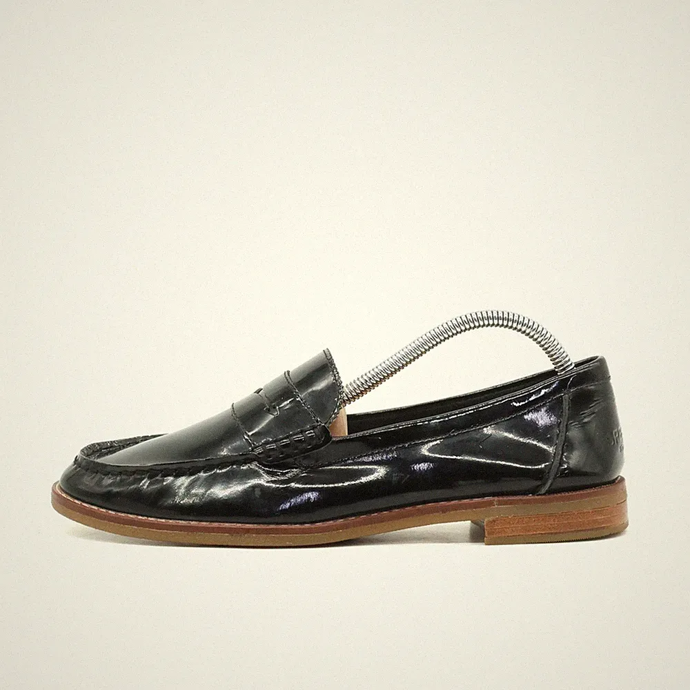 Sperry Damen Pennyloafer Loafer Schwarz Leder Low-Top Klassisch EU 38,5