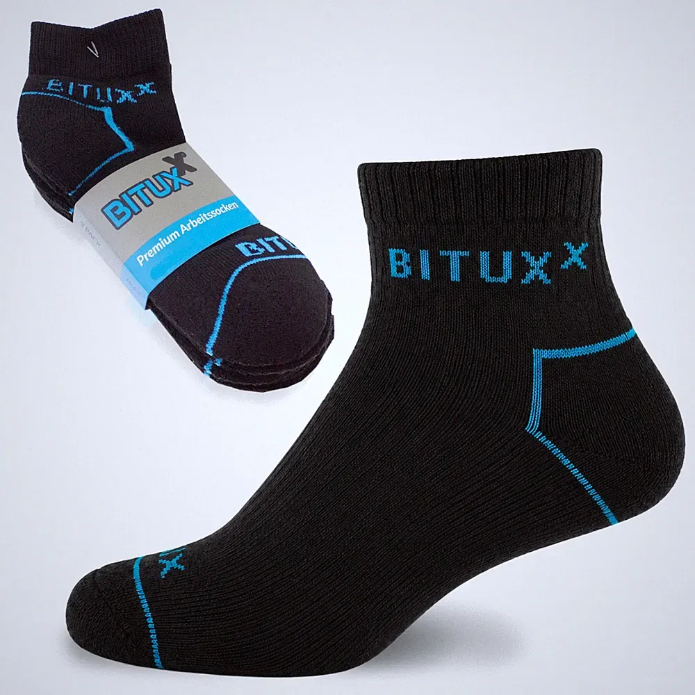 Sportsocken Arbeitssocken Freizeitsocken Unisex Socken Quaters Schwarz Bituxx