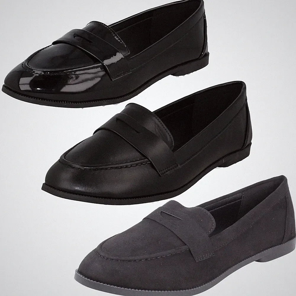Spot On Damen Flache Loafer mit Sattelbesatz, Weite EE, Slip On Schuhe F8R0561