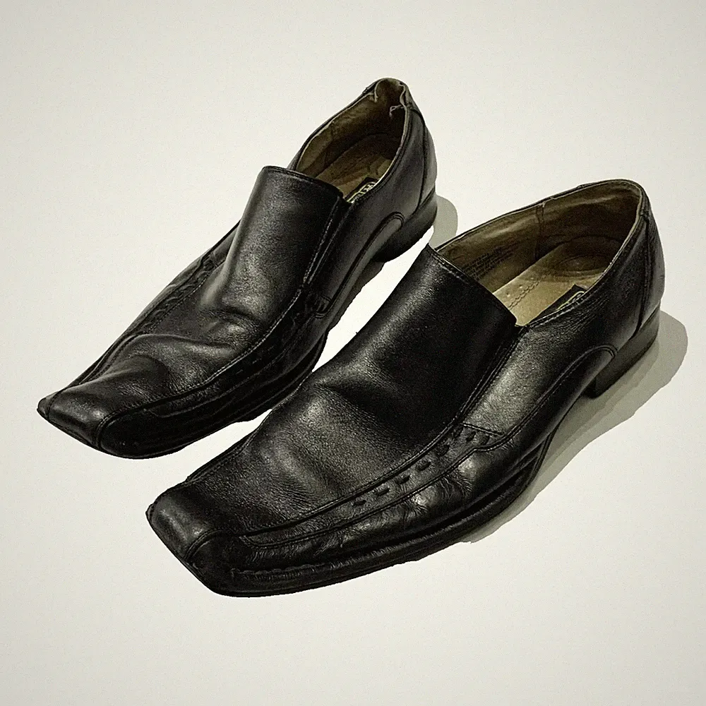 Stacy Adams Black Leather Loafers Men's 10M Slip On Dress Shoes