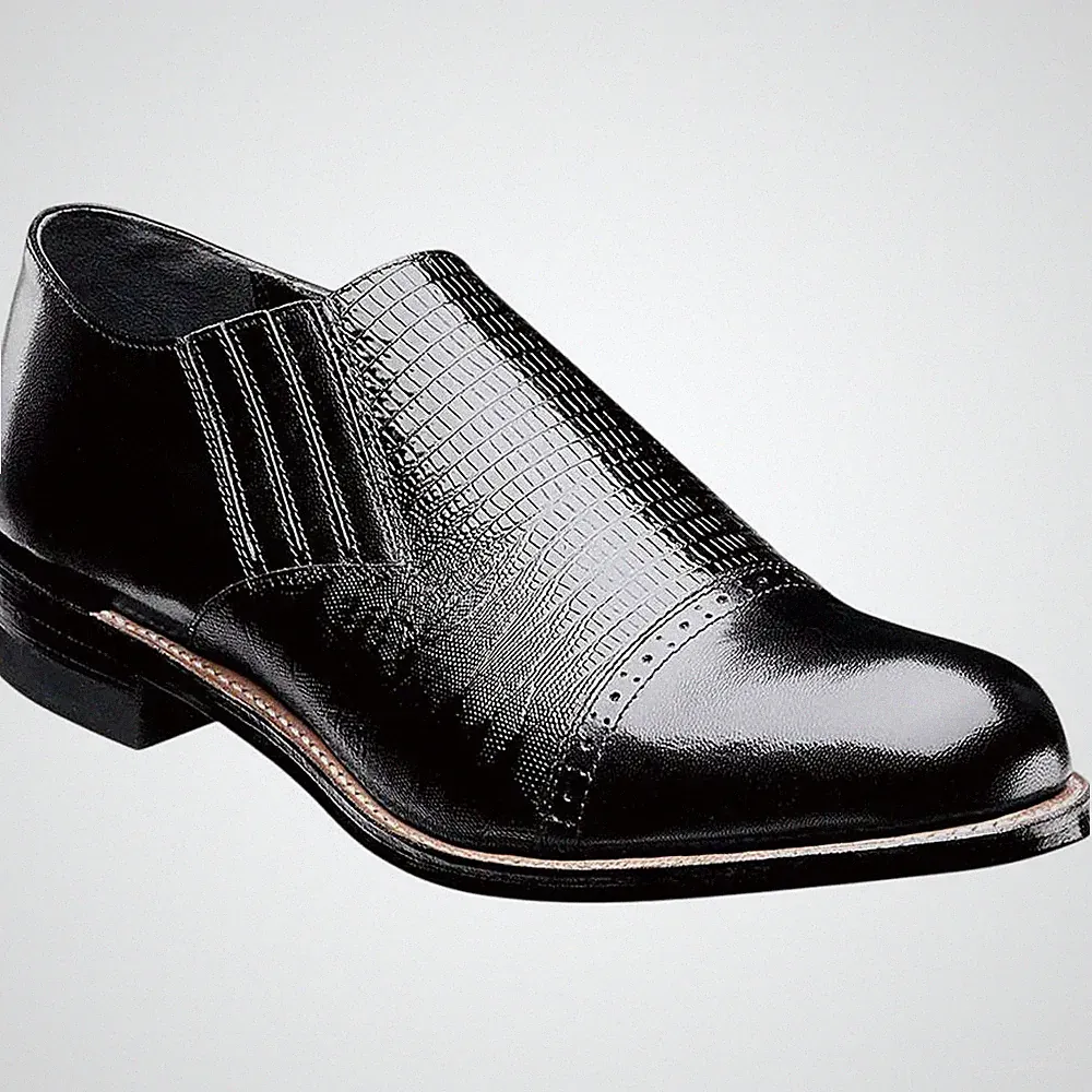Stacy Adams Madison Schwarzer Lizard Print Leder Cap Toe Loafer Herren USA