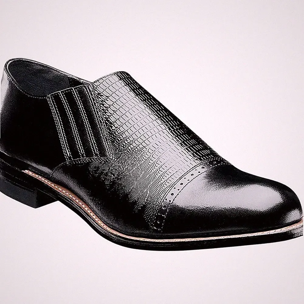 Stacy Adams Madison Schwarzer Lizard Print Leder Kap-Toe Loafer USA Herren Größe
