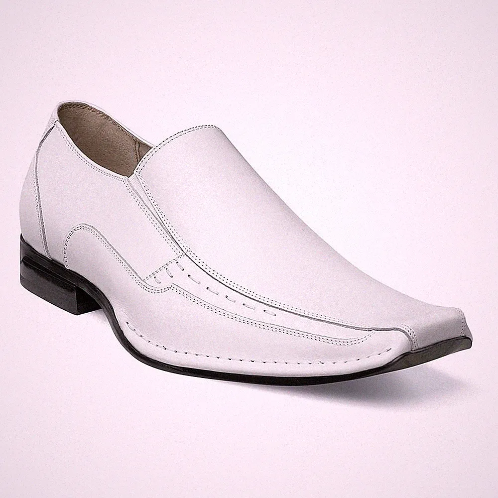 Stacy Adams Templin Weiße Leder Bike Toe Loafers (USA Herren Größe)