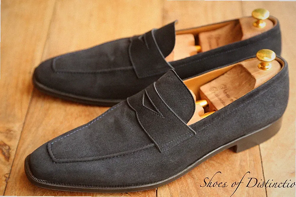 Stemar Navy Suede Penny Shoes Halbschuhe Herren UK 10,5 US 11,5 EU 44,5