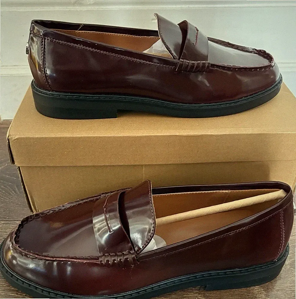 Steve Madden Adison weinrote Damen-Lederhalbschuhe – Größe UK 6 – neu im Karton