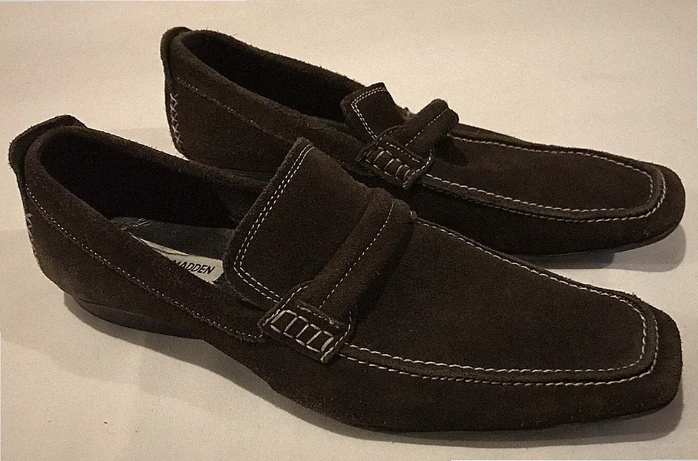 Steve Madden Dark Brown Suede Loafer, Men’s Sz 8.5, Slip-On, Belted, Casual