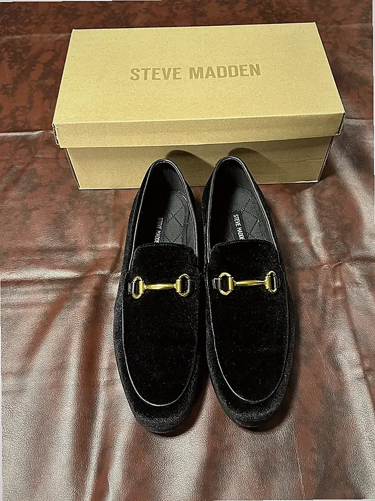 Steve Madden Dieggo Black Velvet Dress Shoes - Men's Size 11 - Preowned
