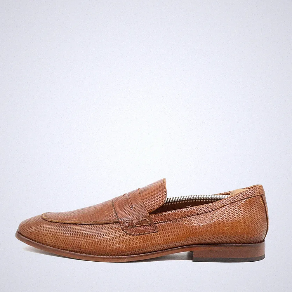 Steve Madden Herren Loafer Cognac Leder Slipper Braun Rutschfeste Sohle EU 44.5
