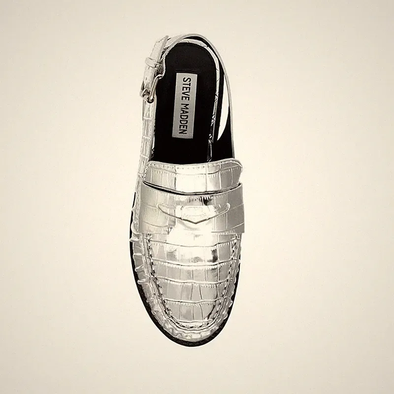 Steve Madden Ravine Silber Kroko Halbschuhe