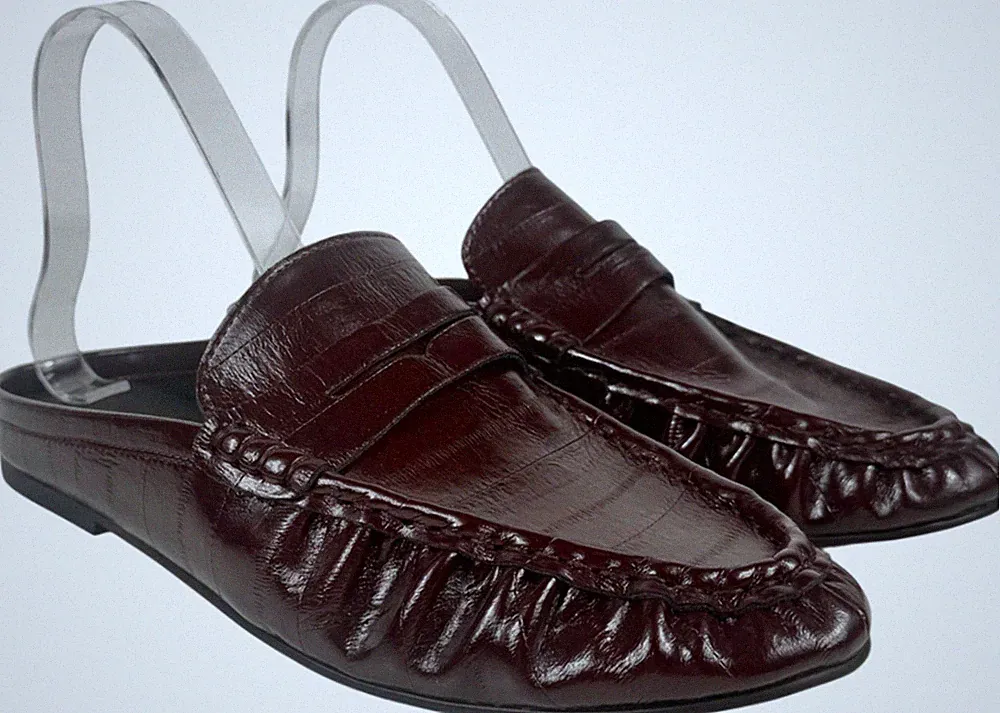 Steve Madden rote geraffte Pantoletten Halbschuhe in Burgund UK 6 EU 39