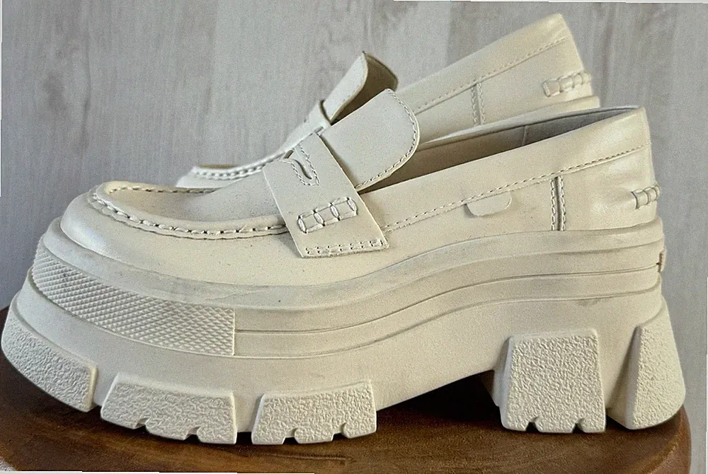 STRADIVARIUS Chunky Plateau Halbschuhe Off White Stollensohle Schuhe - Gr. UK 7