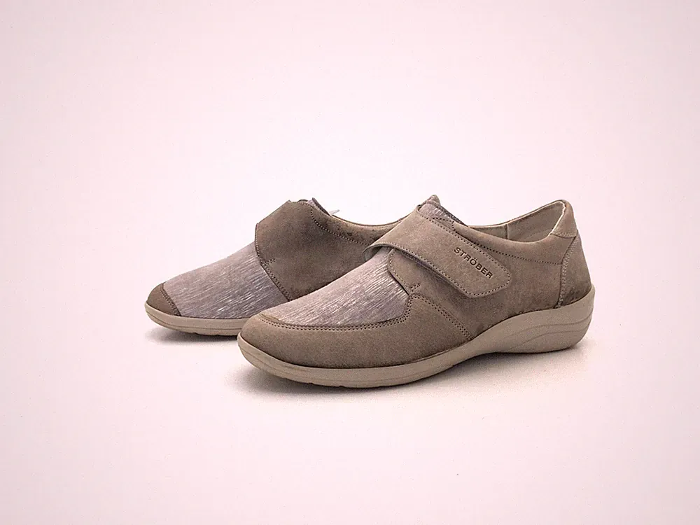 Ströber Damen Halbschuhe Slipper Loafers Comfort Grau Gr. 37,5 (UK 4,5)