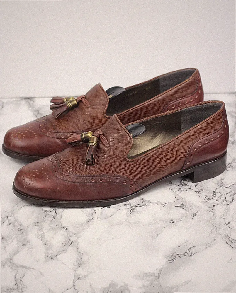 Stuart Weitzman braune Leder Guy Thing Halbschuhe, Größe EU 39,5 / UK 6,5