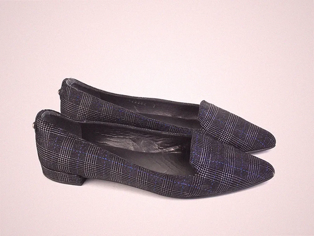 Stuart Weitzman For Russell & Bromley karierte Ballerinas schwarz Größe UK 5 US 7