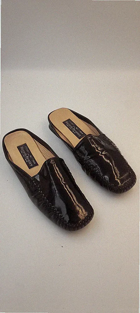 Stuart Weitzman For Russell & Bromley schwarze Lackleder Slipper Halbschuhe -...