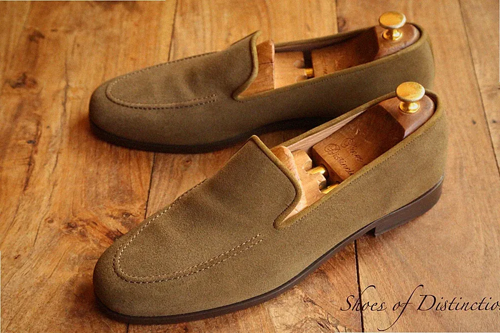 Stubbs & Wootton Grün Wildleder Halbschuhe Schuhe Herren UK 11,5 US 12,5
