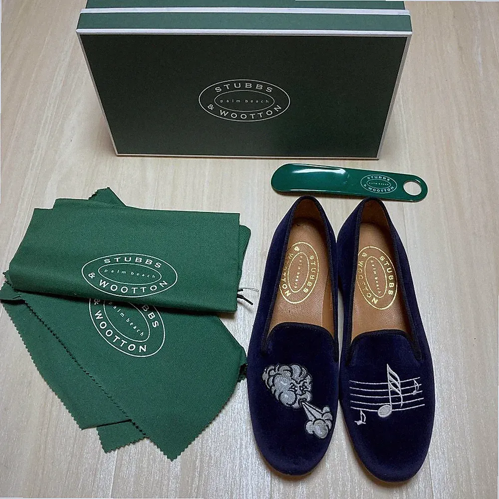 Stubbs & Wootton Herren USA Größe 8,5 Schuhe Halbschuhe Hausschuhe NEU ohne E...