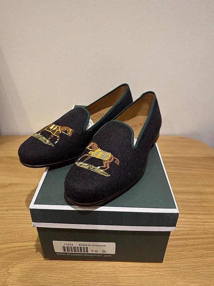 Stubbs & Wootton Horse Equestrian Wool Loafers US 7