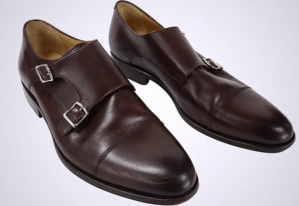 SUITSUPPLY FW1002 Formal Shoes Men's EU 41.5 / UK 7.5 Double Monk Strap Leather