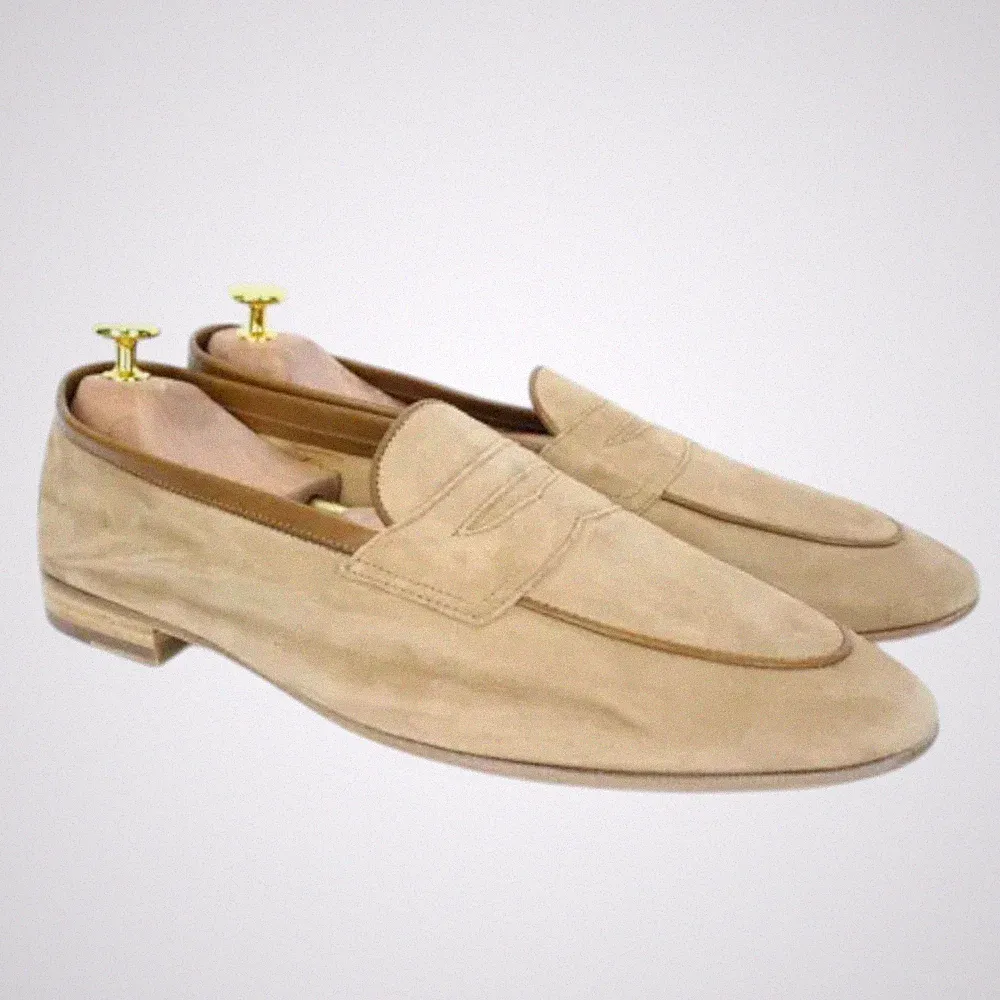 SUITSUPPLY Herren Formelle Schuhe EU43 Hellbraun Wildleder Slipper Halbschuhe UK9 *