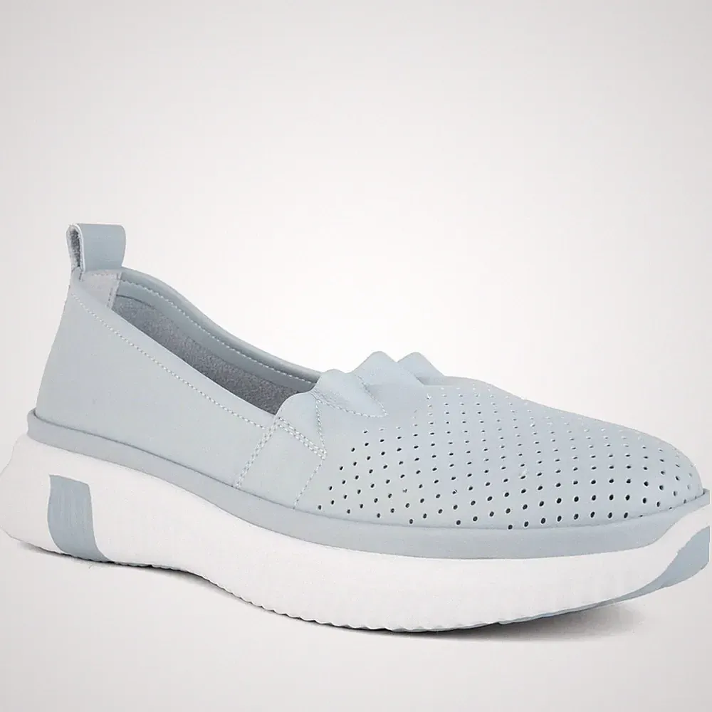 Super Comfort Damen Blaue Leder Loafer Freizeit CMF602625164