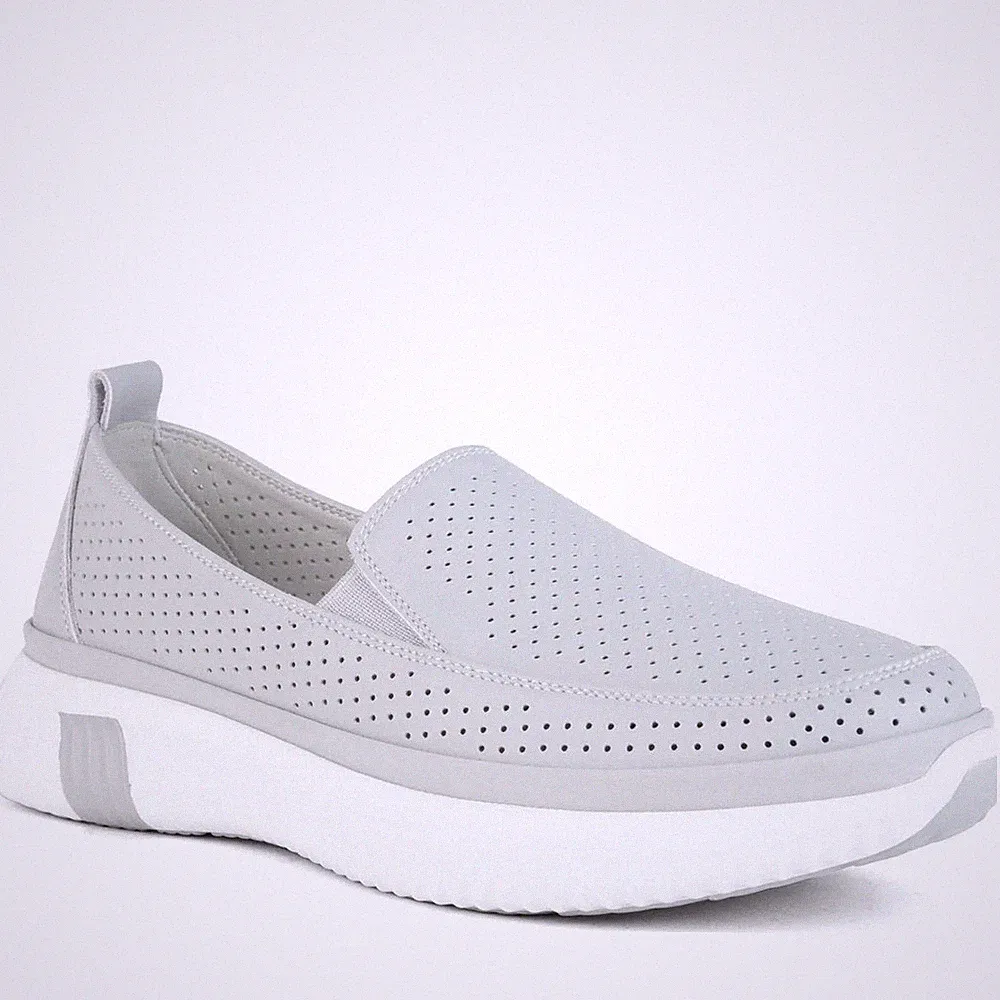 Super Comfort Damen Graue Leder Loafer Freizeit CMF602625141