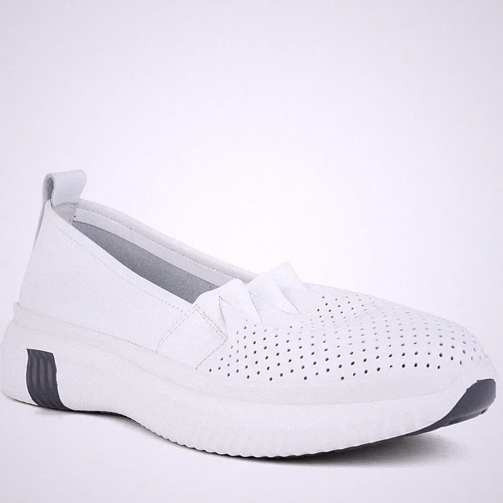 Super Comfort Damen Weiße Leder Loafer Freizeit CMF602625165