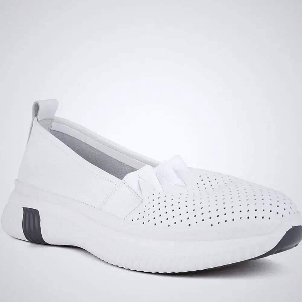 Super Comfort Damen Weiße Leder Loafer Freizeit CMF602625165