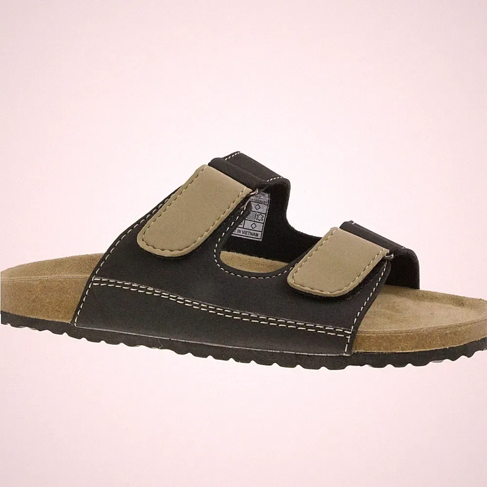 Supersoft 174 005 Herren Pantolette Sandale Lederfussbett Kork schwarz-khaki