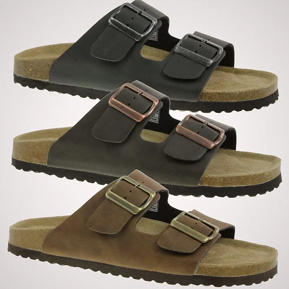Supersoft 174146 Herren Pantolette Sandale Hausschuh Lederfussbett Kork Schnalle