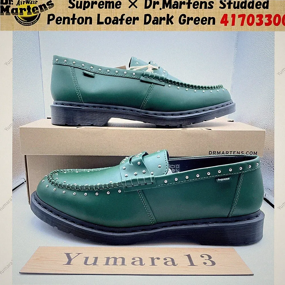 Supreme × Dr. Martens Studded Penton Loafer Dark Green 25SS Week 13 Men's Size