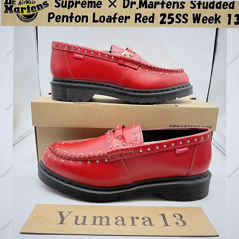 Supreme × Dr. Martens Studded Penton Loafer Red 25SS Week 13 Men's Size