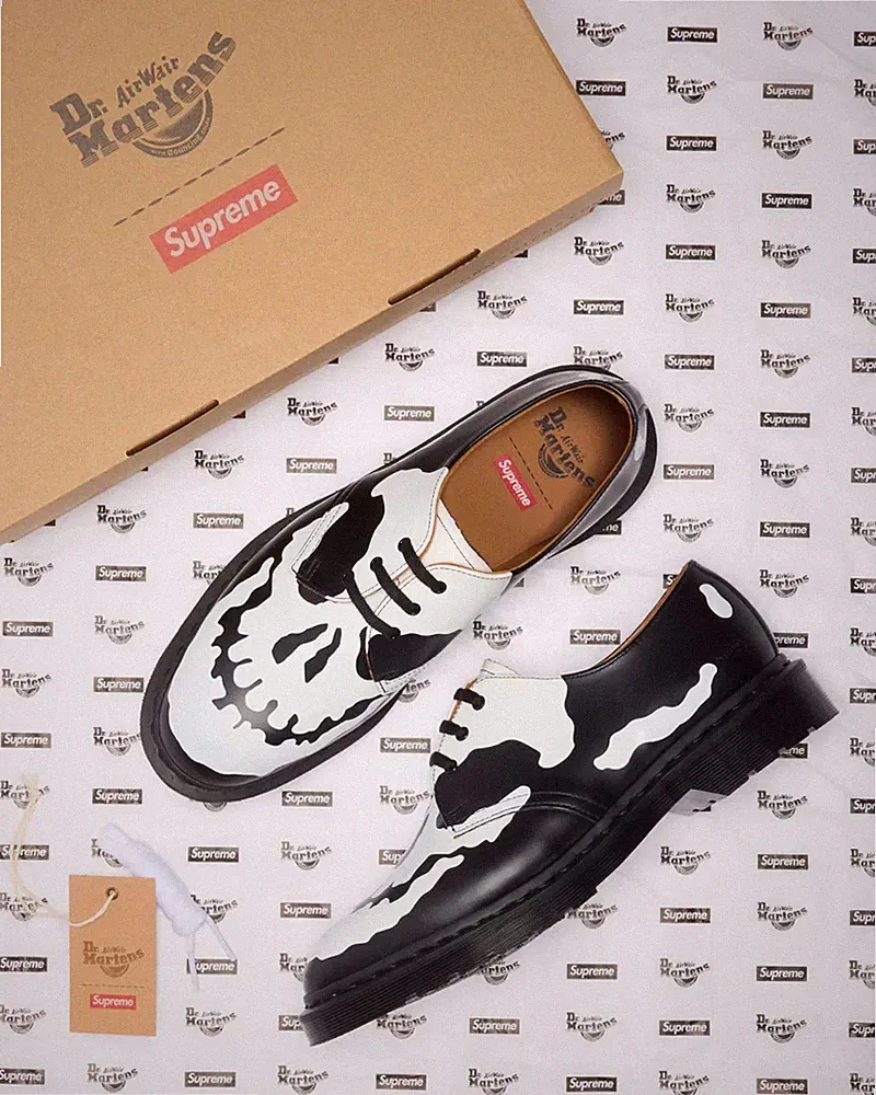 Supreme x Dr. Martens 1461 Skull 3 Eye Shoe Black White 25FW Week 14 Japan New