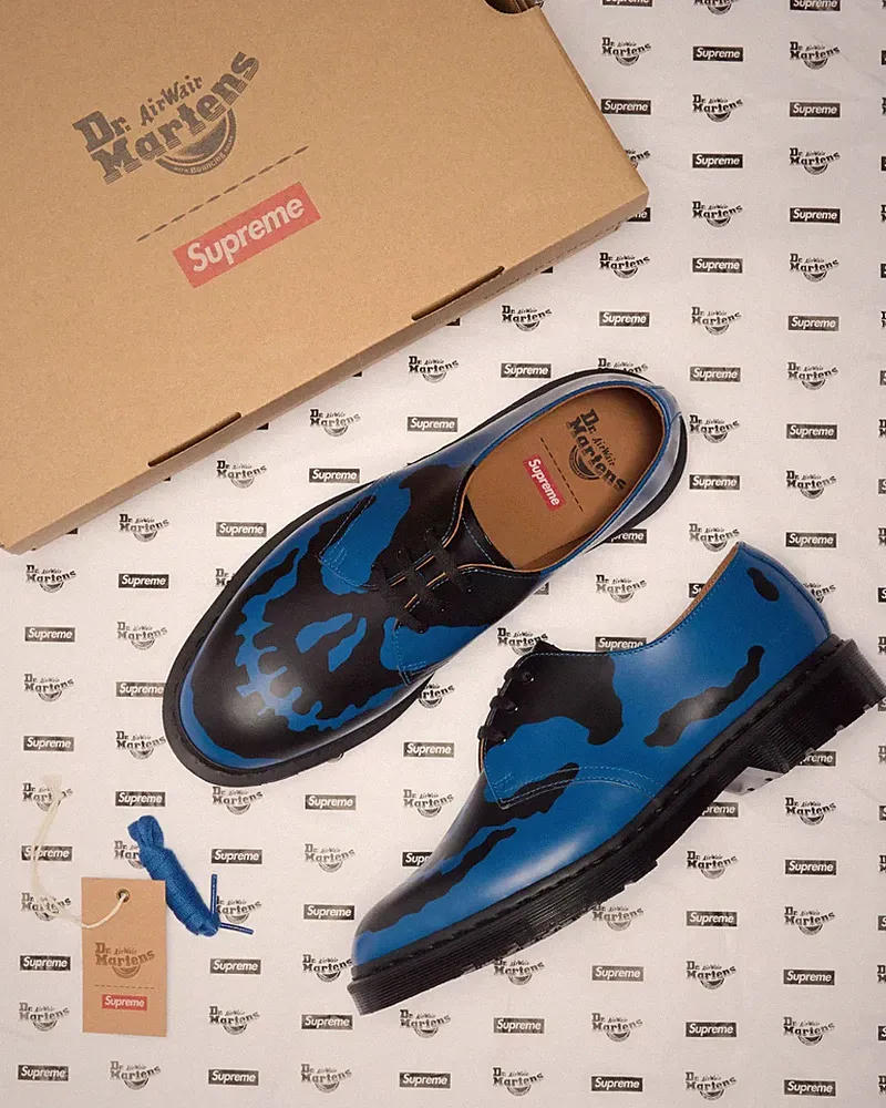 Supreme x Dr. Martens 1461 Skull 3 Eye Shoe Blue Black 25FW Week 14 Japan New