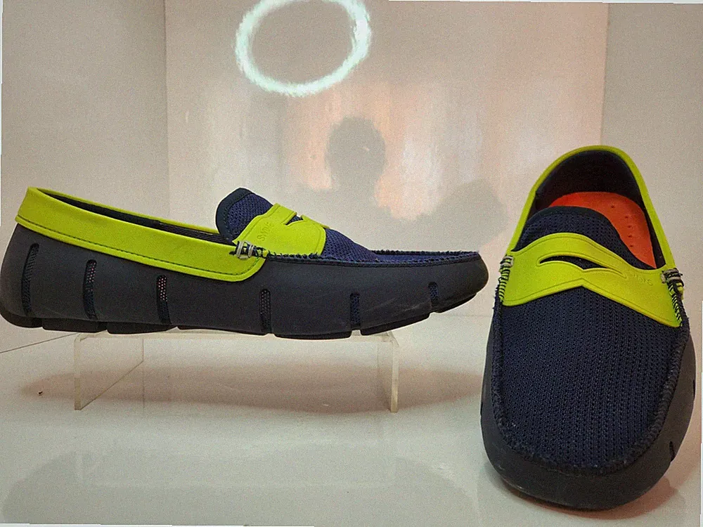 Swims Penny Loafer Water Shoes -Mens US 12- Blue Neon Green Slip On Boat Deck