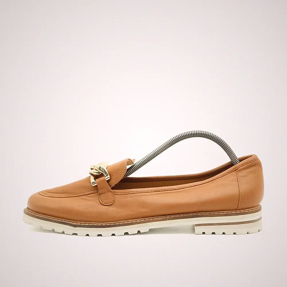 Talbots Damen Loafer EU 40 Kette braun Leder Niedrig goldene Schuhe klassisch