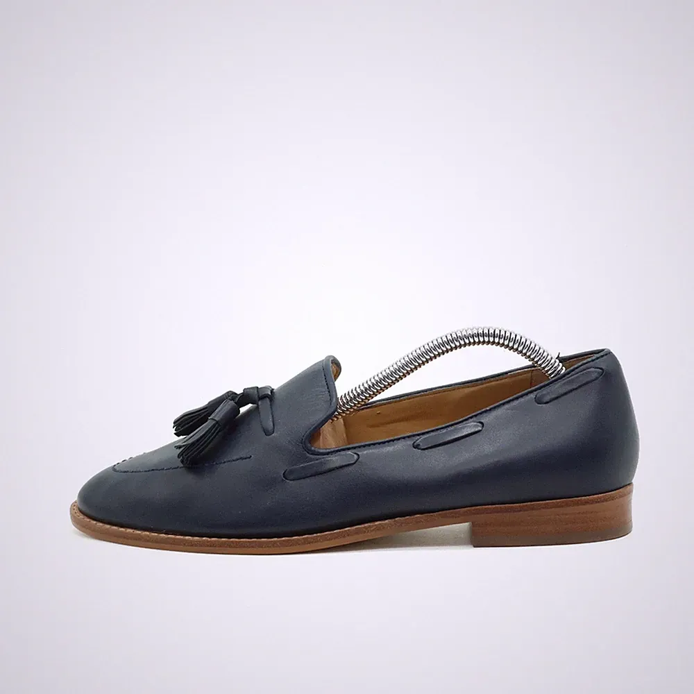 Talbots Damen tassel loafer blau leder low-top quasten loafers EU 38.5