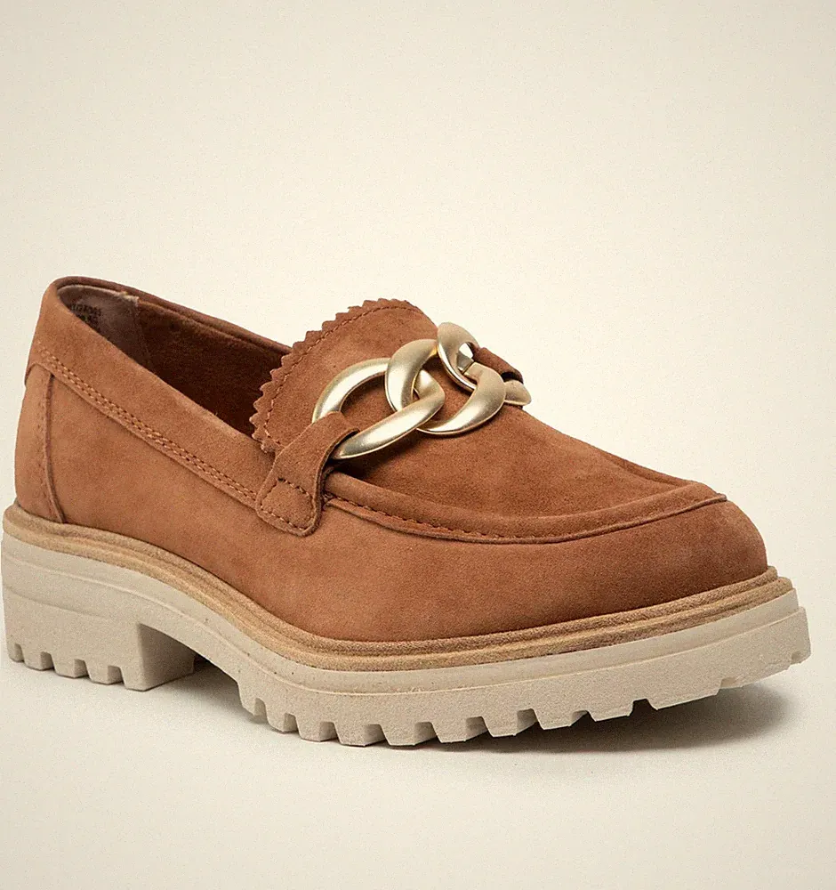 Cognac Loafer mit Kette
