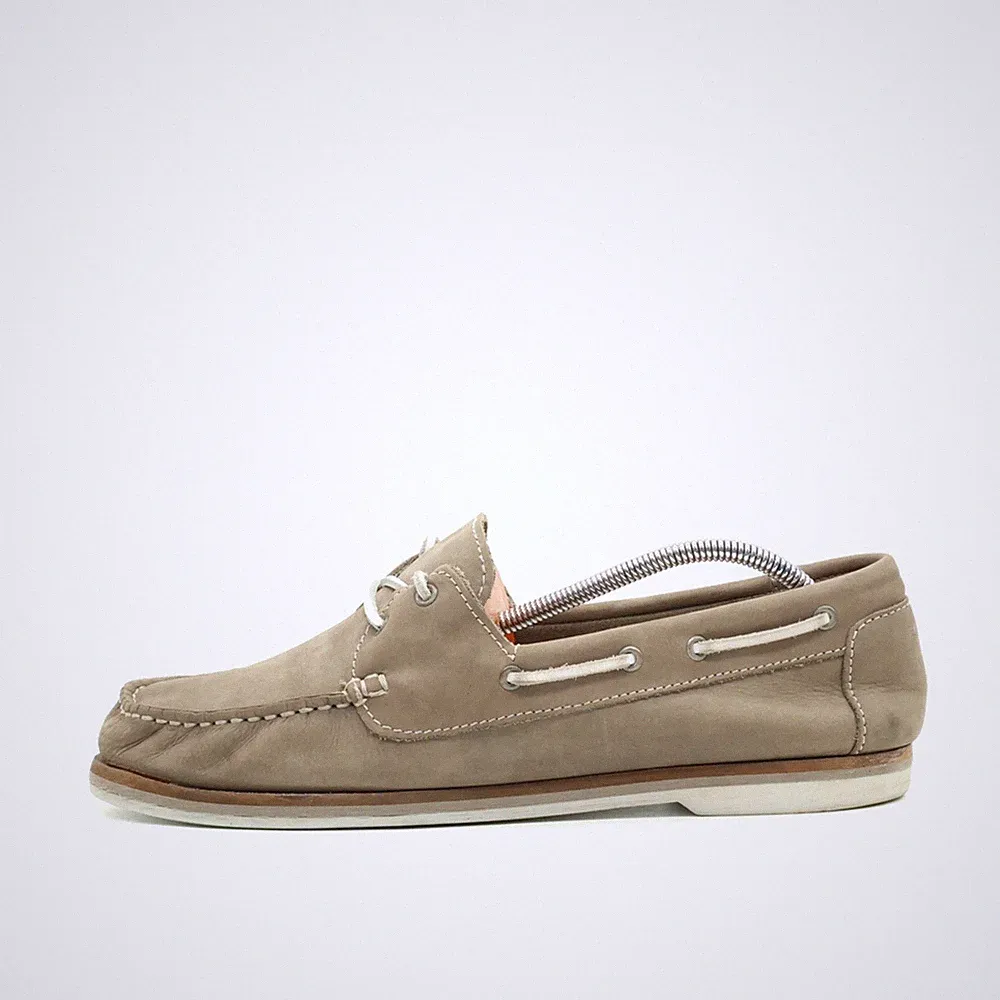 Tamaris Damen Bootsschuhe EU 40 Beige Leder Low Top Anti-Rutsch Loafer