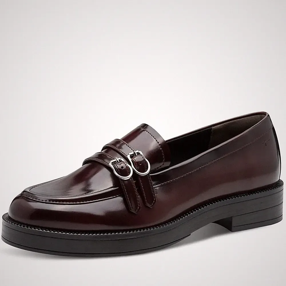 Tamaris Damen Braune Leder Loafer Freizeit 24348-45-537