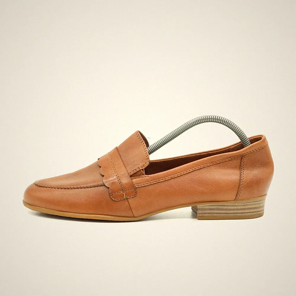 Tamaris Damen Loafer braun Leder Niedrig gepolsterte Comfort klassisch EU 38